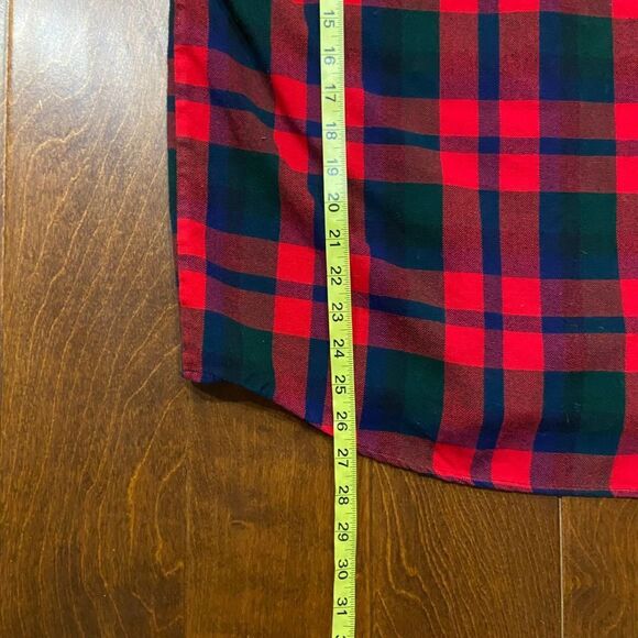 Astor One Vintage 80s Plaid Red Navy Green Flannel Shirt Men's Size Medium - Picture 8 of 8